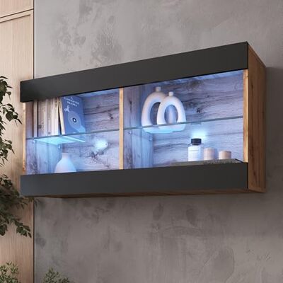 Komodee Vitrine Suspendue Tivoli Blanc/Wotan 100x50x29 cm Komodee Vitrine Suspendue Tivoli Blanc/Wotan 100x50x29 cm