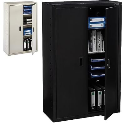 Arebos Armoire de bureau 140 x 90 x 40 cm 2 portes Avec 3 étagères réglables en hauteur Avec serrure à cylindre Noir Arebos Armoire de bureau 140 x 90 x 40 cm 2 portes Avec 3 étagères réglables en hauteur Avec serrure à cylindre Noir