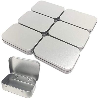 TSKDKIT Lot de 6 boîtes en métal inoxydables Petites boîtes en métal rectangulaires Avec couvercle (9,5 x 6,2 x 2 cm) TSKDKIT Lot de 6 boîtes en métal inoxydables Petites boîtes en métal rectangulaires Avec couvercle (9,5 x 6,2 x 2 cm)