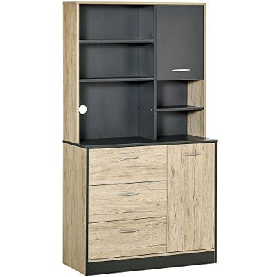 HOMCOM Buffet de Cuisine Armoire de Cuisine Multi-rangements 2 Portes 3 tiroirs 3 étagères + Grand Plateau 90L x 39l x 169H cm Bicolore chêne Clair Gris HOMCOM Buffet de Cuisine Armoire de Cuisine Multi-rangements 2 Portes 3 tiroirs 3 étagères + Grand Plateau 90L x 39l x 169H cm Bicolore chêne Clair Gris