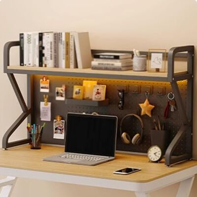 LHDHRETF Organisateur de bureau en bois et acier au carbone, étagère de bureau de rangement de bureau 2/3 niveaux, clapier de rangement de comptoir organisateur pour dortoir, bureau, maison (couleur : LHDHRETF Organisateur de bureau en bois et acier au carbone, étagère de bureau de rangement de bureau 2/3 niveaux, clapier de rangement de comptoir organisateur pour dortoir, bureau, maison (couleur :