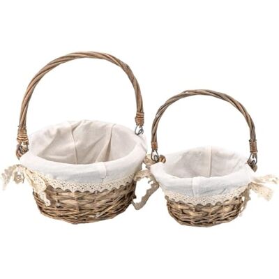 Ideen mit Herz Paniers en osier Panier en bois avec tissu Couleur naturelle Panier de présentation Emballage cadeau Décoration 2 tailles Shabby Chic Panier à fleurs Ideen mit Herz Paniers en osier Panier en bois avec tissu Couleur naturelle Panier de présentation Emballage cadeau Décoration 2 tailles Shabby Chic Panier à fleurs