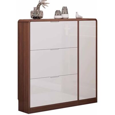 KaBuea Meuble à chaussures, 1 porte 3 tiroirs, couloir organisateur de rangement de placard haute brillance, étagère pour chaussures, buffet avec structure en bois, blanc KaBuea Meuble à chaussures, 1 porte 3 tiroirs, couloir organisateur de rangement de placard haute brillance, étagère pour chaussures, buffet avec structure en bois, blanc