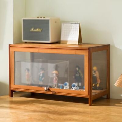 YFWOKSL Vitrine en acrylique pour objets de collection, bambou naturel, vitrine à portes battantes, figurines et collection Curio, forte capacité de charge YFWOKSL Vitrine en acrylique pour objets de collection, bambou naturel, vitrine à portes battantes, figurines et collection Curio, forte capacité de charge