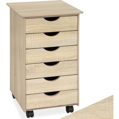 tectake ® Caisson de Bureau Conteneur roulant à roulettes et 6 tiroirs 65 x 36 x 40 cm Organisateur de bureau, armoire de bureau, armoire roulante, chambre d'enfant Bois clair/Chêne Sonoma tectake ® Caisson de Bureau Conteneur roulant à roulettes et 6 tiroirs 65 x 36 x 40 cm Organisateur de bureau, armoire de bureau, armoire roulante, chambre d'enfant Bois clair/Chêne Sonoma