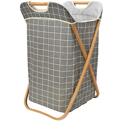 Household Essentials Bamboo X Frame Panier en forme de grille Gris Household Essentials Bamboo X Frame Panier en forme de grille Gris