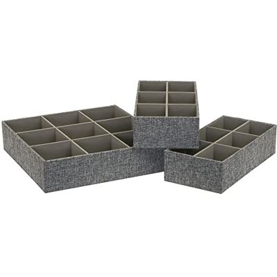 Household Essentials Organiseur de tiroir, lin et polyester polypropylène, graphite Household Essentials Organiseur de tiroir, lin et polyester polypropylène, graphite