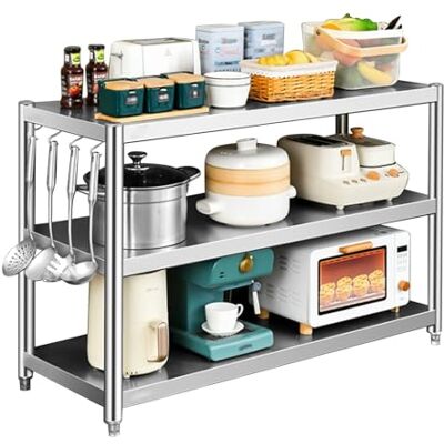Renmlion Rack de four à micro-ondes en acier inoxydable,Stand d'organisateur de comptoir de cuisine à 3 niveaux,Pot panoramique étagère de rangement robuste étagères en métal étagère(100x45x80cm) Renmlion Rack de four à micro-ondes en acier inoxydable,Stand d'organisateur de comptoir de cuisine à 3 niveaux,Pot panoramique étagère de rangement robuste étagères en métal étagère(100x45x80cm)