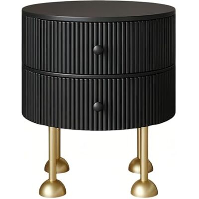 L8p2B5s7 Table de chevet Table de chevet cylindrique avec deux tiroirs et pieds en métal doré for le rangement la chambre à coucher(Noir,S) L8p2B5s7 Table de chevet Table de chevet cylindrique avec deux tiroirs et pieds en métal doré for le rangement la chambre à coucher(Noir,S)