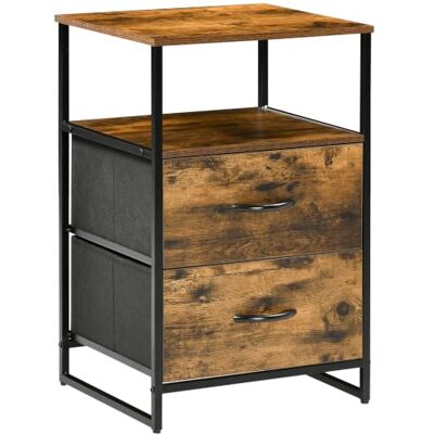 HOMCOM Table de Chevet 2 Tiroirs Tissus Style Industriel 45 x 40 x 70,5 cm Table d'appoint, Petit Meuble de Rangement, Commode en Bois et métal HOMCOM Table de Chevet 2 Tiroirs Tissus Style Industriel 45 x 40 x 70,5 cm Table d'appoint, Petit Meuble de Rangement, Commode en Bois et métal