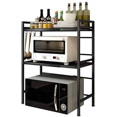 LANTUS Support Extensible en Métal Four à Micro-Étagère pour Micro-Ondes à 2 Couches Extensible pour épices, conserves, Bouteilles, jusqu'à 25 kg (40/64 * 36.5 * 78cm (Noir)) LANTUS Support Extensible en Métal Four à Micro-Étagère pour Micro-Ondes à 2 Couches Extensible pour épices, conserves, Bouteilles, jusqu'à 25 kg (40/64 * 36.5 * 78cm (Noir))