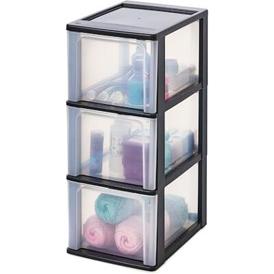 Iris Ohyama , Tour de rangement, organiseur, 3 tiroirs de 13 L, format A4, transparent, bureau, salon Organizer Chest OCH-2300 Noir Iris Ohyama , Tour de rangement, organiseur, 3 tiroirs de 13 L, format A4, transparent, bureau, salon Organizer Chest OCH-2300 Noir