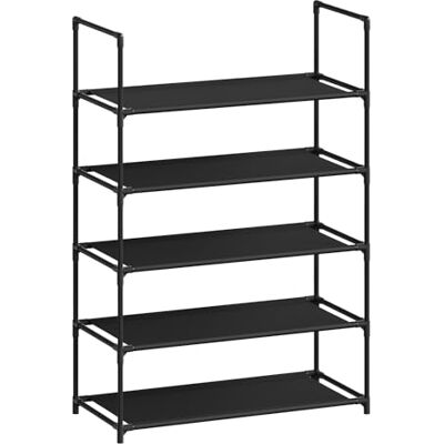 WOLTU Étagère à chaussures Organisateur de chaussures à 5 niveaux avec étagère étroite pour couloir, salon, couloir Structure en métal Étagères compactes et amovibles 61 x 28 x 89 cm Noir WOLTU Étagère à chaussures Organisateur de chaussures à 5 niveaux avec étagère étroite pour couloir, salon, couloir Structure en métal Étagères compactes et amovibles 61 x 28 x 89 cm Noir