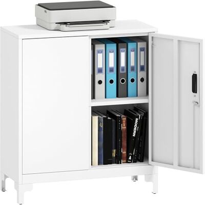 HOMCOM Classeur métal verrouillable 2 double portes 80x35x91 Blanc Armoire de rangement, organisateur de bureau moderne HOMCOM Classeur métal verrouillable 2 double portes 80x35x91 Blanc Armoire de rangement, organisateur de bureau moderne