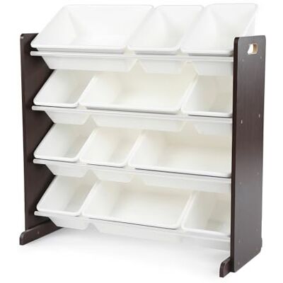 Humble Crew étagère pour enfants, meuble de rangement ludique avec 12 bacs en tissu, organisateur de jouets solide, couleur expresso/blanc Humble Crew étagère pour enfants, meuble de rangement ludique avec 12 bacs en tissu, organisateur de jouets solide, couleur expresso/blanc