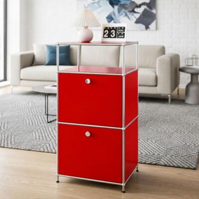 Floordirekt Étagère en métal Concept Epure MK-120 Rouge Étagère de rangement avec 2 compartiments verrouillables, compartiment ouvert et plateau supérieur 50 x 40 x 100 cm Floordirekt Étagère en métal Concept Epure MK-120 Rouge Étagère de rangement avec 2 compartiments verrouillables, compartiment ouvert et plateau supérieur 50 x 40 x 100 cm