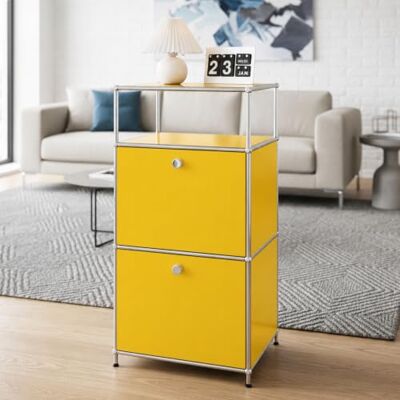 Floordirekt Etagère métal Concept Epure MK-120 Jaune Étagère de rangement avec 2 compartiments verrouillables, compartiment ouvert et plateau supérieur 50 x 40 x 100 cm Floordirekt Etagère métal Concept Epure MK-120 Jaune Étagère de rangement avec 2 compartiments verrouillables, compartiment ouvert et plateau supérieur 50 x 40 x 100 cm