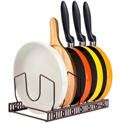 talifoca Support de couvercle de casserole, de rangement, avec 7 compartiments réglables, pour couvercle de casserole, antidérapant, bronze talifoca Support de couvercle de casserole, de rangement, avec 7 compartiments réglables, pour couvercle de casserole, antidérapant, bronze