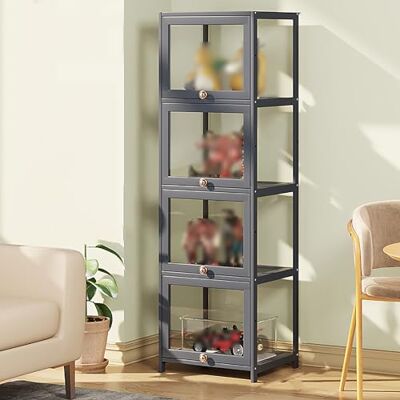 YFWOKSL Vitrine avec porte d'armoire en acrylique, étagère en verre, armoire de rangement en bambou, armoire, étagère à livres, armoire curio, grande capacité, armoire de rangement avec porte YFWOKSL Vitrine avec porte d'armoire en acrylique, étagère en verre, armoire de rangement en bambou, armoire, étagère à livres, armoire curio, grande capacité, armoire de rangement avec porte