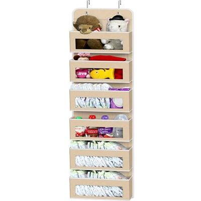 Simple Houseware Organisateur de poche pour porte/mur avec 6 fenêtres transparentes, beige Simple Houseware Organisateur de poche pour porte/mur avec 6 fenêtres transparentes, beige