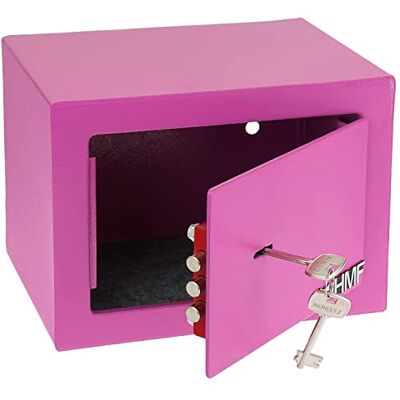 HMF 49216-15 Coffre-fort petit avec clé, coffre-fort de meubles 23 x 17 x 17 cm Rose HMF 49216-15 Coffre-fort petit avec clé, coffre-fort de meubles 23 x 17 x 17 cm Rose