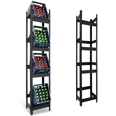 KARAT Support pour caisses de Bouteilles Osaka,Rangement Stable et Gain de Place pour Boissons,Étagère à casiers Multi-Niveaux jusqu'à 9 caisses (Noir, 200×40×30 cm (4 Niveaux)) KARAT Support pour caisses de Bouteilles Osaka,Rangement Stable et Gain de Place pour Boissons,Étagère à casiers Multi-Niveaux jusqu'à 9 caisses (Noir, 200×40×30 cm (4 Niveaux))
