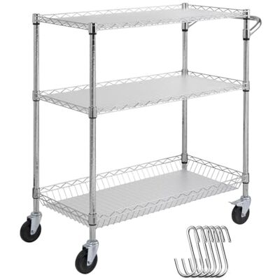 VEVOR Chariot utilitaire de cuisine, acier, argent, 88,9 x 45,7 x 90,2 cm VEVOR Chariot utilitaire de cuisine, acier, argent, 88,9 x 45,7 x 90,2 cm