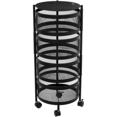 Deconation Resserre 4 Paniers Rotatifs sur Roues en Acier Noir H 75 Cm X D 30 Cm Etagère De Rangement Cuisine, Salle De Bain, Bureau... Deconation Resserre 4 Paniers Rotatifs sur Roues en Acier Noir H 75 Cm X D 30 Cm Etagère De Rangement Cuisine, Salle De Bain, Bureau...