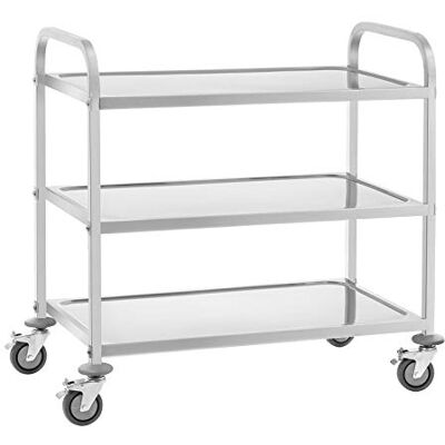 Royal Catering RCSW 3A Desserte Cuisine à roulettes Chariot de Service (3 Plateaux, Capacité de Charge 150 kg, Espacement des Plateaux 28,3 cm, Acier INOX) Royal Catering RCSW 3A Desserte Cuisine à roulettes Chariot de Service (3 Plateaux, Capacité de Charge 150 kg, Espacement des Plateaux 28,3 cm, Acier INOX)