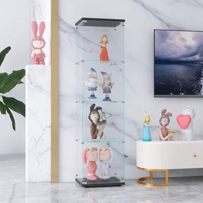 QMTXBYJ Vitrine en Verre, Armoire de Collection Moderne en Verre à Quatre Couches avec 1 Portes et Serrure, 5mm Verre trempé Transparent Armoir de Verre Debout pour Salon, Chambre QMTXBYJ Vitrine en Verre, Armoire de Collection Moderne en Verre à Quatre Couches avec 1 Portes et Serrure, 5mm Verre trempé Transparent Armoir de Verre Debout pour Salon, Chambre