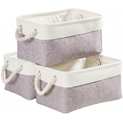 Mangata Panier Rangement Petite, Boite de Rangement Tissu rectangulaire Dressing avec poignée pour Jouets, Armoire (Set of 3, Pliable, Gris Blanc) Mangata Panier Rangement Petite, Boite de Rangement Tissu rectangulaire Dressing avec poignée pour Jouets, Armoire (Set of 3, Pliable, Gris Blanc)