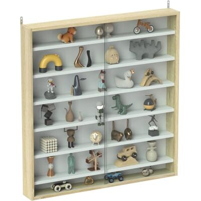 HOMCOM Vitrine pour Collection 6 Étagères, 80x9,5x83cm Chêne Vitrine Murale, Étagères Réglables, 2 Portes Coulissantes en Verre, pour Collection de Figurines et Voitures Miniatures HOMCOM Vitrine pour Collection 6 Étagères, 80x9,5x83cm Chêne Vitrine Murale, Étagères Réglables, 2 Portes Coulissantes en Verre, pour Collection de Figurines et Voitures Miniatures