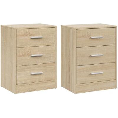 WOLTU NTS26hei-2 Lot de 2 tables de chevet avec 3 tiroirs, table d'appoint, en chêne clair, commode pour chambre à coucher, salon, 39 x 54 x 28 cm WOLTU NTS26hei-2 Lot de 2 tables de chevet avec 3 tiroirs, table d'appoint, en chêne clair, commode pour chambre à coucher, salon, 39 x 54 x 28 cm