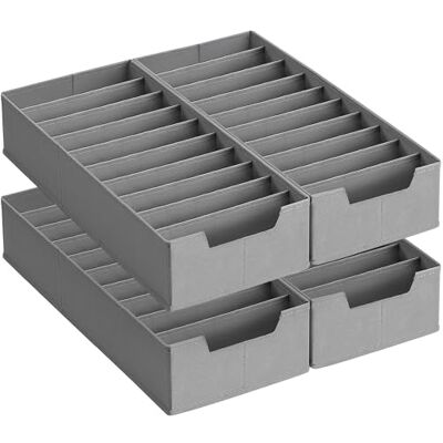 SONGMICS Ikea PAX Lot de 4 organiseurs pliables pour tiroirs de sous-vêtements, avec et sans séparateurs, 50 x 22 x 10 cm, pour chaussettes, gris colombe RUS015G01 SONGMICS Ikea PAX Lot de 4 organiseurs pliables pour tiroirs de sous-vêtements, avec et sans séparateurs, 50 x 22 x 10 cm, pour chaussettes, gris colombe RUS015G01