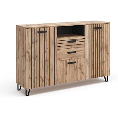 Vicco commode avec tiroirs "Amber", Chêne/Noir, 150 x 100 cm Vicco commode avec tiroirs "Amber", Chêne/Noir, 150 x 100 cm