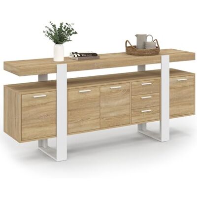 IDMarket Buffet 180 cm Phoenix XXL 4 Portes avec 2 tiroirs Bois et Blanc IDMarket Buffet 180 cm Phoenix XXL 4 Portes avec 2 tiroirs Bois et Blanc