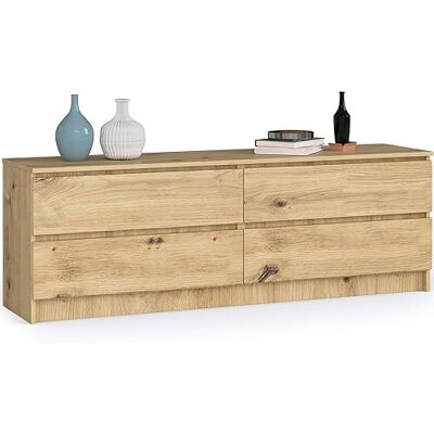 AKORD Commode K 160 cm 4 tiroirs Meuble de salon moderne Chambre à coucher Armoire Salon Salle de bain Gain de place 160 x 55 x 40 cm Handgemaakt Eiken AKORD Commode K 160 cm 4 tiroirs Meuble de salon moderne Chambre à coucher Armoire Salon Salle de bain Gain de place 160 x 55 x 40 cm Handgemaakt Eiken