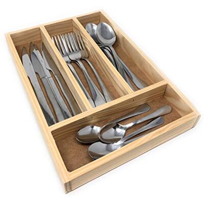 Space Home Range-Couverts Organisateur de Couverts Séparateur de Tiroir de Cuisine Bois 4 Compartiments 32 x 22 x 3,5 cm Space Home Range-Couverts Organisateur de Couverts Séparateur de Tiroir de Cuisine Bois 4 Compartiments 32 x 22 x 3,5 cm