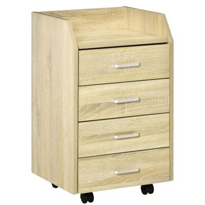 Vinsetto Caisson de bureau rangement sur roulettes 4 tiroirs coulissants MDF et panneaux de particules dim. 40L x 36l x 65H cm bois naturel Vinsetto Caisson de bureau rangement sur roulettes 4 tiroirs coulissants MDF et panneaux de particules dim. 40L x 36l x 65H cm bois naturel