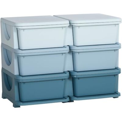 HOMCOM Tour de Rangement en Plastique pour Enfants 3 Niveaux Bleu 6 Tiroirs, Boîtes, Tiroirs Jouet, Meuble de Chambre d'Enfant, Crèche, Salon, Garçons et Filles 3-6 Ans HOMCOM Tour de Rangement en Plastique pour Enfants 3 Niveaux Bleu 6 Tiroirs, Boîtes, Tiroirs Jouet, Meuble de Chambre d'Enfant, Crèche, Salon, Garçons et Filles 3-6 Ans