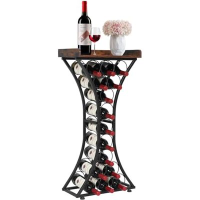 VEVOR Casier à vin autoportant en fer pour 15 bouteilles de vin, mini bar avec dessus de table en bois, pour bar à domicile, cuisine, salon, salle à manger, 42 x 29 x 89 cm (L x l x H) VEVOR Casier à vin autoportant en fer pour 15 bouteilles de vin, mini bar avec dessus de table en bois, pour bar à domicile, cuisine, salon, salle à manger, 42 x 29 x 89 cm (L x l x H)