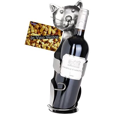 BRUBAKER Porte-bouteille de vin chat Sculpture en métal Porte-bouteille Chaton étreint Figurine en métal Cadeau de vin pour les amateurs de chats Avec carte de vœux BRUBAKER Porte-bouteille de vin chat Sculpture en métal Porte-bouteille Chaton étreint Figurine en métal Cadeau de vin pour les amateurs de chats Avec carte de vœux