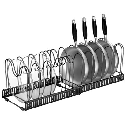 Fousenuk rangement couvercle casserole, Organiseur de Poêle avec 14 Compartiments Réglables, Porte-casseroles Support Extensible, organisateur poele, range casserole de Cuisine pour Tiroir (Noir) Fousenuk rangement couvercle casserole, Organiseur de Poêle avec 14 Compartiments Réglables, Porte-casseroles Support Extensible, organisateur poele, range casserole de Cuisine pour Tiroir (Noir)