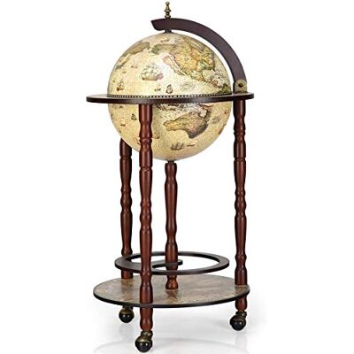 DREAMADE Bar Globe Terrestre Mappemonde,Casier/Support à Vin/Bouteilles en Bois avec 3 roulettes,Design Vintage pour Salon,Chambre,Cuisine,Restaurent,Bar (Beige, 44X44X88CM) DREAMADE Bar Globe Terrestre Mappemonde,Casier/Support à Vin/Bouteilles en Bois avec 3 roulettes,Design Vintage pour Salon,Chambre,Cuisine,Restaurent,Bar (Beige, 44X44X88CM)