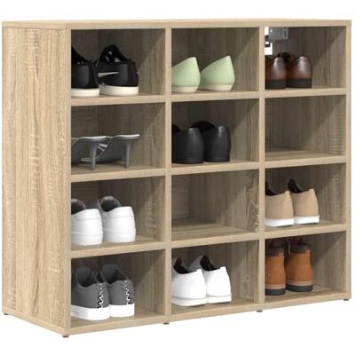 vidaXL Cabinet à chaussures Chêne Sonoma 77,5 x 30 x 67 cm, Meuble à chaussures rectangulaire moderne, rangement pratique, organisateur intérieur, style minimaliste pour l'entrée vidaXL Cabinet à chaussures Chêne Sonoma 77,5 x 30 x 67 cm, Meuble à chaussures rectangulaire moderne, rangement pratique, organisateur intérieur, style minimaliste pour l'entrée