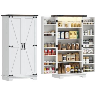 HOMCOM Buffet Cuisine, Meuble Cuisine Rangement 60 x 40 x 120 cm Blanc HOMCOM Buffet Cuisine, Meuble Cuisine Rangement 60 x 40 x 120 cm Blanc