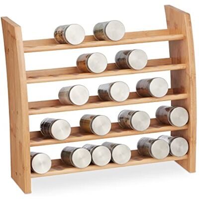 Relaxdays Étagère à épices en bambou à 5 étages Étagère de cuisine debout 36 x 40,5 x 16 cm (H x l x P) Support à épices Plan de travail Naturel Relaxdays Étagère à épices en bambou à 5 étages Étagère de cuisine debout 36 x 40,5 x 16 cm (H x l x P) Support à épices Plan de travail Naturel