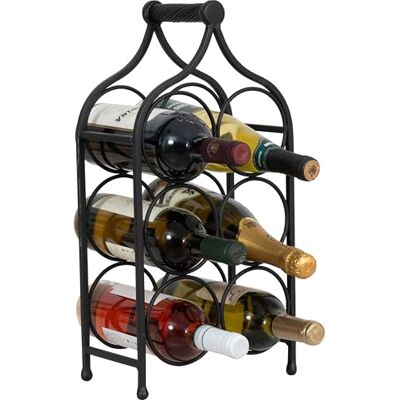 Biscottini Porte-bouteilles à vin en fer forgé noir antique Porte-bouteille eau et vin L24 x PR14 x H46 Porte-vin de Table Cave à vin pour Meubles Biscottini Porte-bouteilles à vin en fer forgé noir antique Porte-bouteille eau et vin L24 x PR14 x H46 Porte-vin de Table Cave à vin pour Meubles
