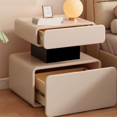 NexaGeniX Table de chevet avec tiroir Table de chevet petite chambre rangement double tiroir cuir buffet noir bois(S) NexaGeniX Table de chevet avec tiroir Table de chevet petite chambre rangement double tiroir cuir buffet noir bois(S)