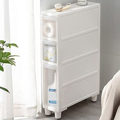 RDWQDGJG Meuble de salle de bain mince avec 4 tiroirs transparents et roulettes verticales pour espaces étroits Commode autonome Chariot de rangement 14 cm/22 cm de large RDWQDGJG Meuble de salle de bain mince avec 4 tiroirs transparents et roulettes verticales pour espaces étroits Commode autonome Chariot de rangement 14 cm/22 cm de large